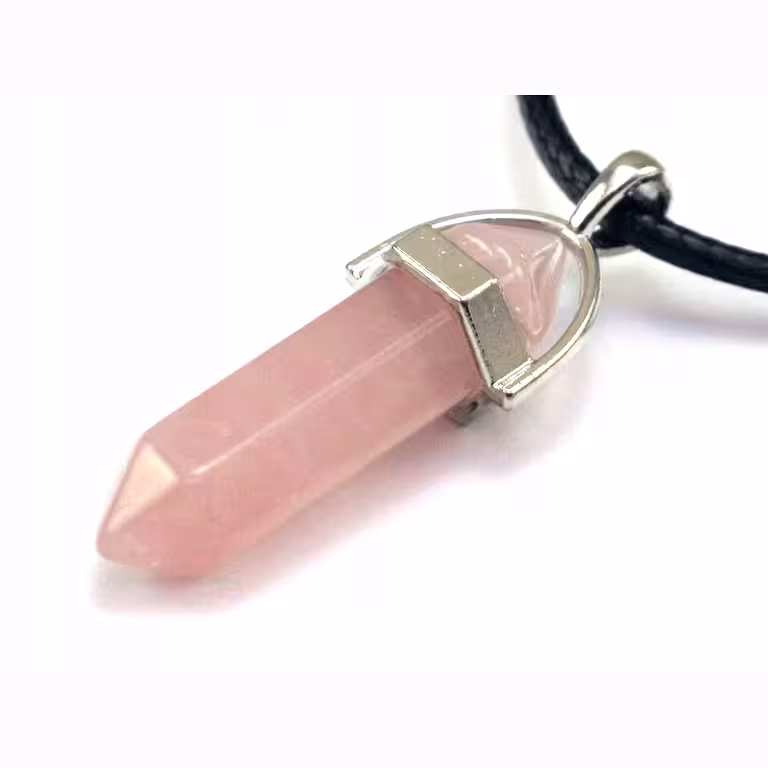 Colar Quartzo Rosa Natural com Pingente – Joia com Cristal para Purificação e Energia