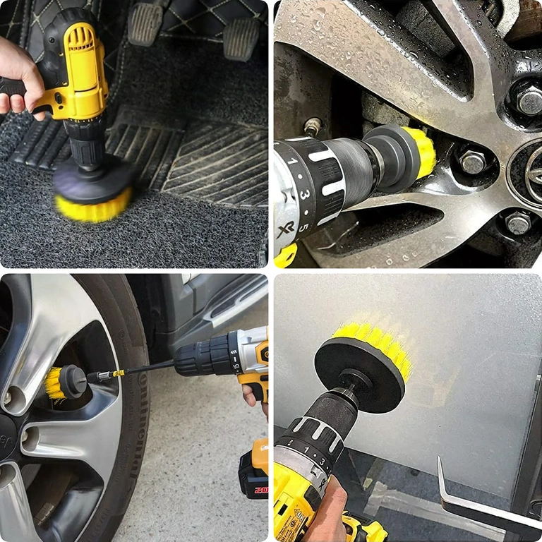 Escovas para limpeza de rodas de carro Conjunto de escovas para lavar rodas, tampas e cantos difíceis