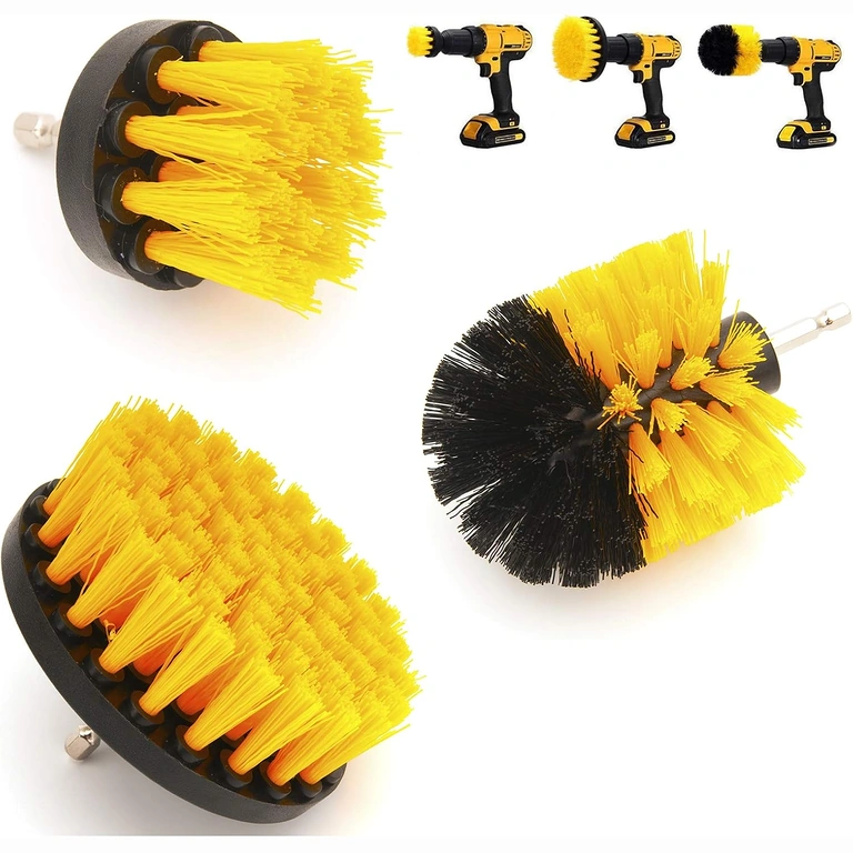 Escovas de nylon para furadeira – limpeza eficiente Conjunto de 3 escovas de náilon para limpeza com furadeira