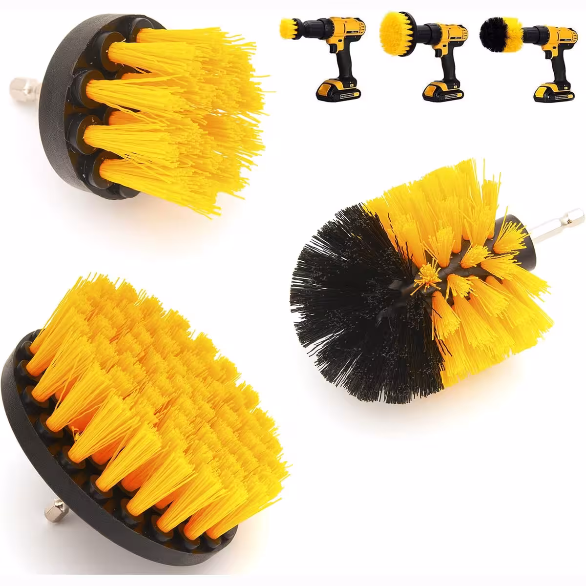 Conjunto de 3 escovas de náilon para limpeza com furadeira