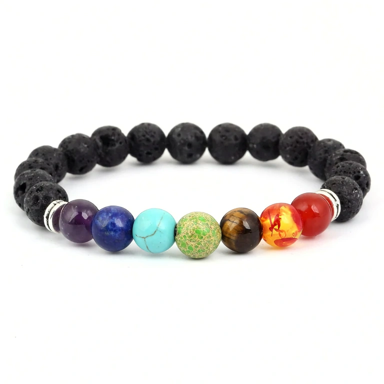 Pulseira espiritual para yoga com pedras semipreciosas naturais e olho de tigre