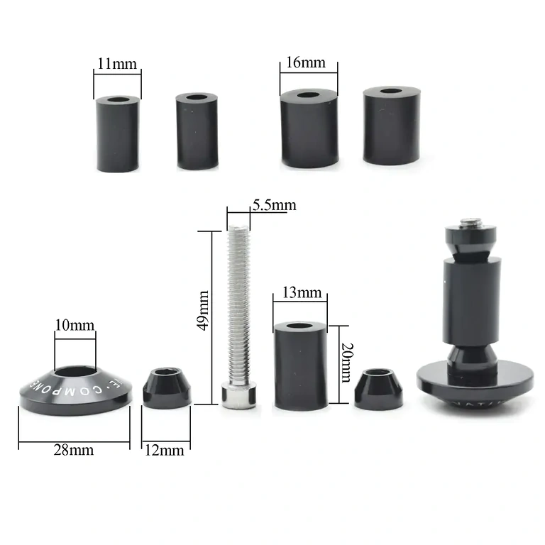 Tampas de guidão com 3 tamanhos de juntas para fixação precisa