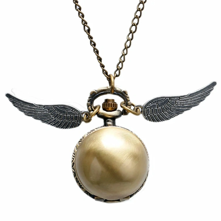 Relógio pingente aberto com números visíveis – modelo Harry Potter Golden Snitch