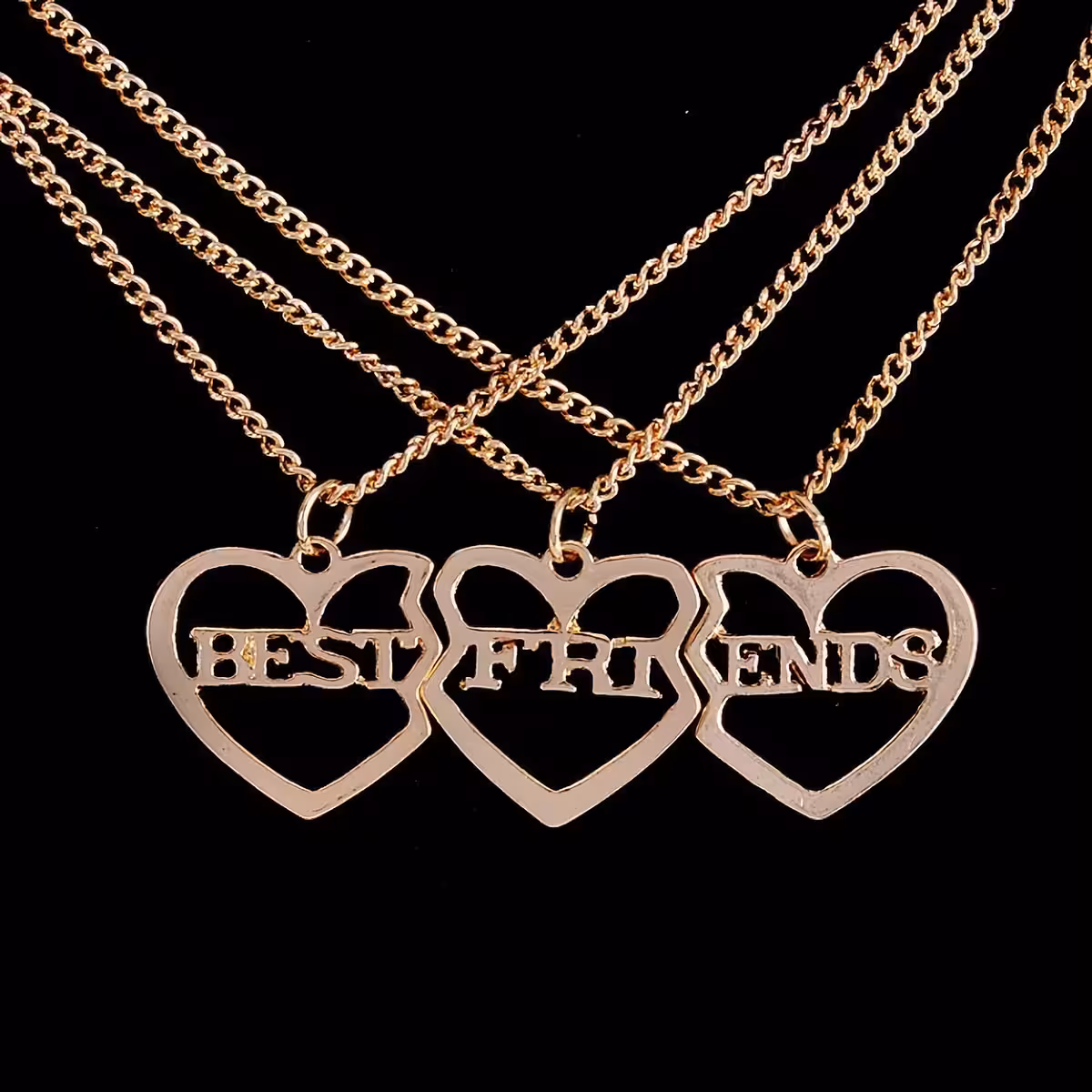 Colares dourados BFF para melhores amigos, combinação 3 em 1