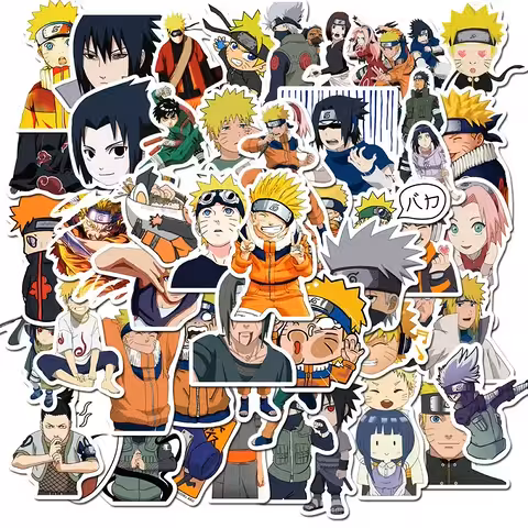 Adesivos Anime Naruto Shippuden – Conjunto 50 Autocolantes PVC Resistente para Laptop, Bicicleta, Skate e Consoles