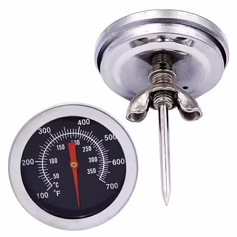 Termômetro de Carne Profissional para Churrasqueira, Forno, Fumante Inox Analógico 0-350°C