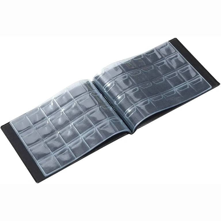 Grande álbum para moedas, dimensões 3x3 cm por bolso