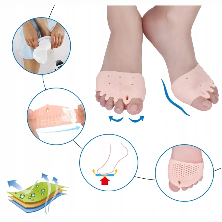 Separador flexível de silicone – uso diurno e noturno Separador de dedos macio, para uso diário ou noturno