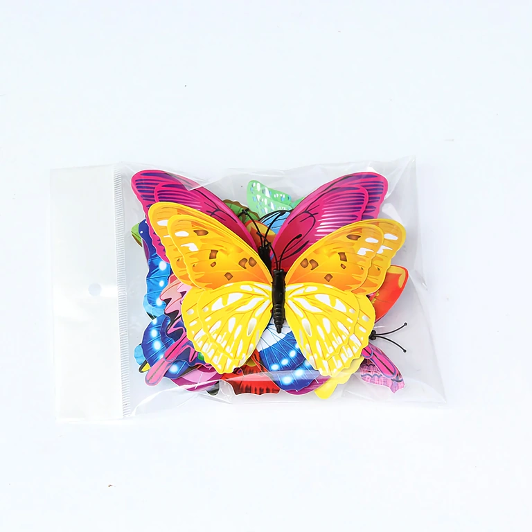 Borboletas 3D decorativas – conjunto 12 peças Borboletas decorativas com efeito 3D, ímã e fitas adesivas incluídas