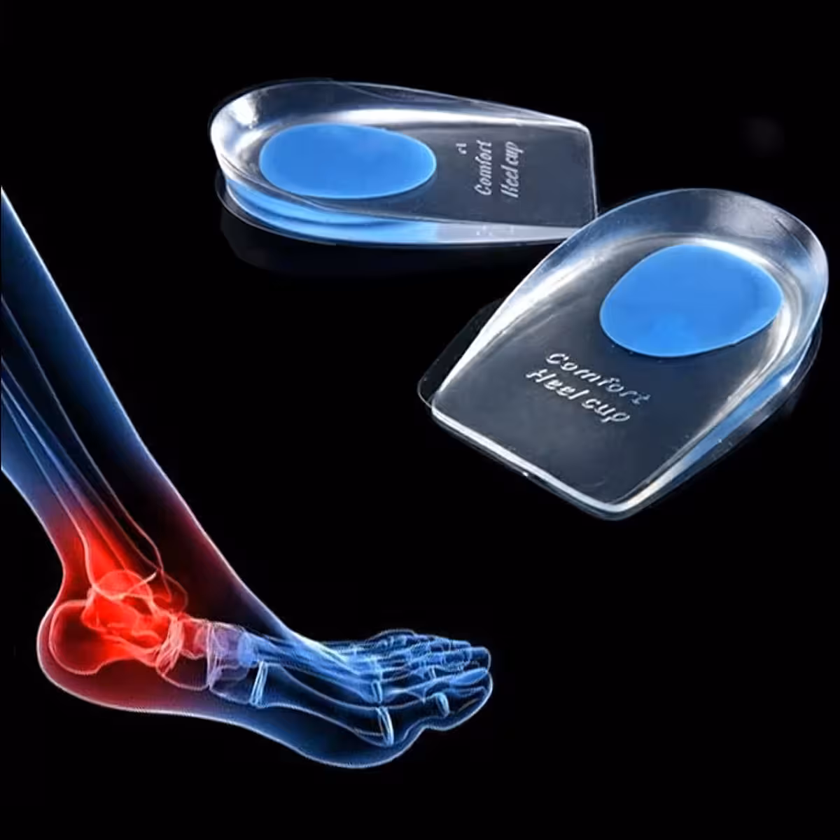 Palmilhas de gel para suporte do calcanhar e alívio da dor