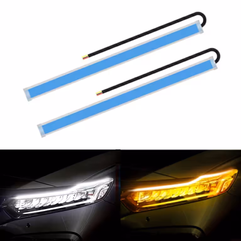 Luzes Diurnas DRL Fita LED com Sinalização Sequencial Dinâmica LED FLOW – Conjunto 2 Fitas Flexíveis 60cm, Resistentes IP65