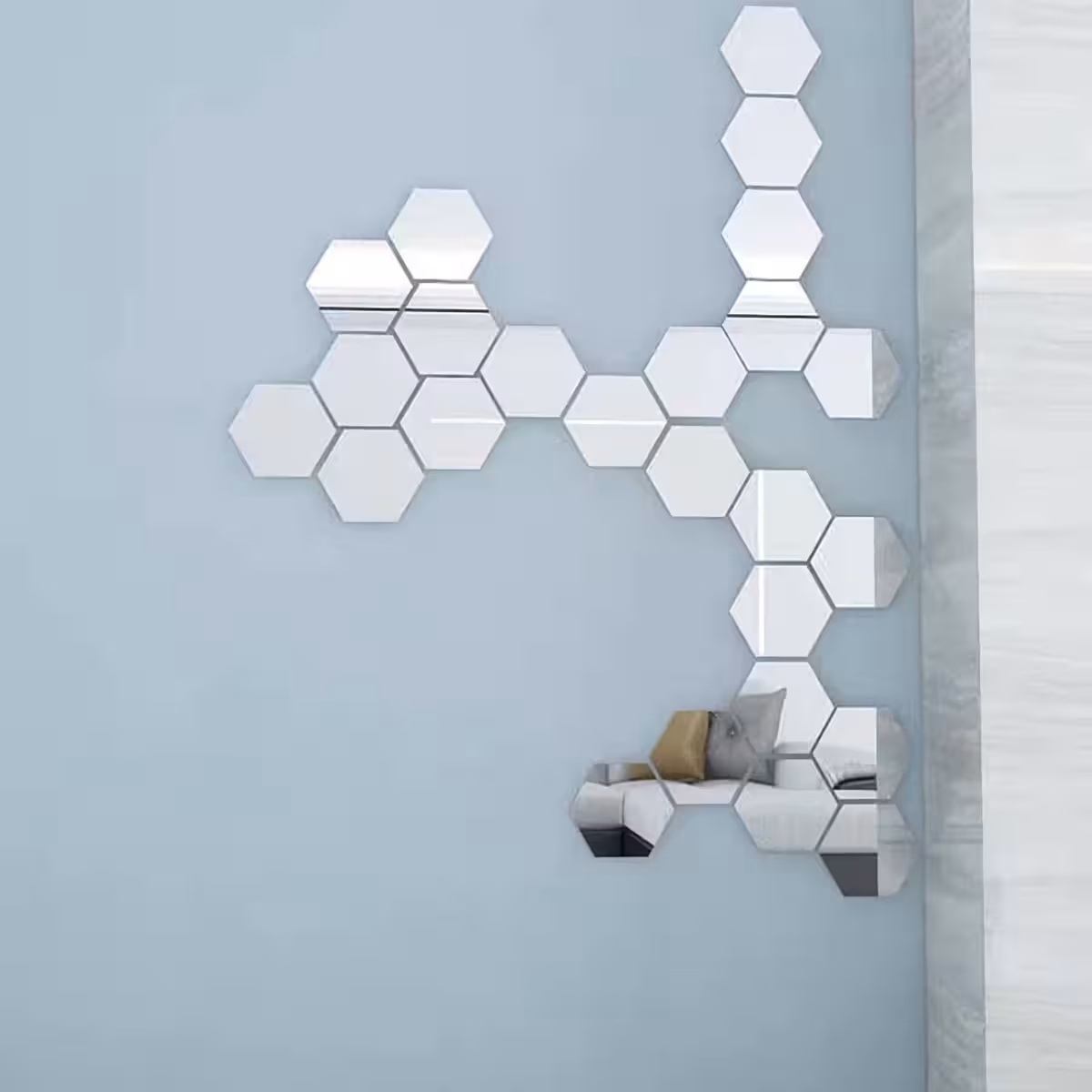 Conjunto completo de 12 espelhos hexagonais para decoração de paredes