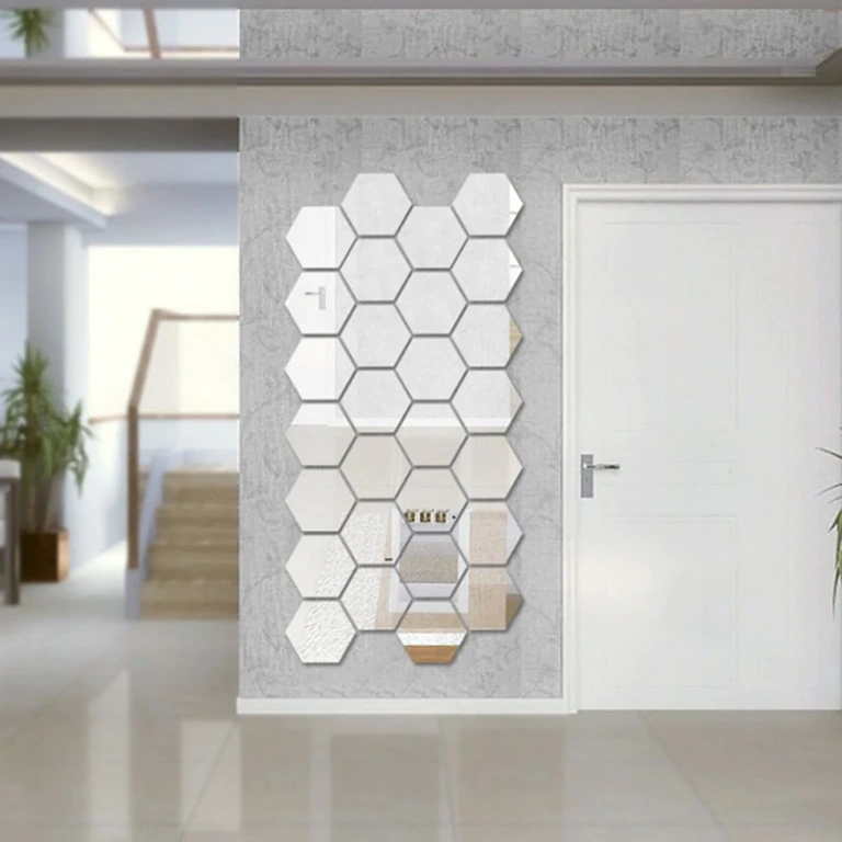 Conjunto de espelhos hexagonais decorativos criativos Espelhos decorativos hexagonais para decoração criativa de parede