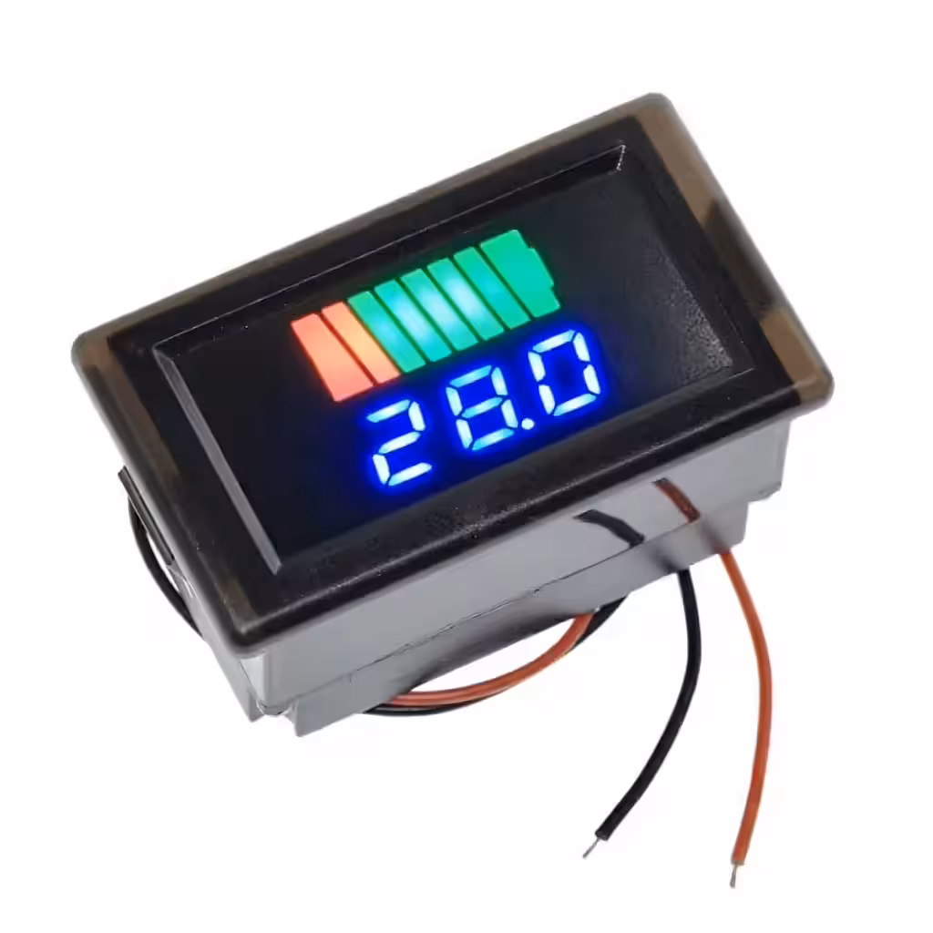 Indicador de Bateria 12V 24V 48V 60V – Voltímetro LED para Carro, Moto, Bicicleta, Scooter