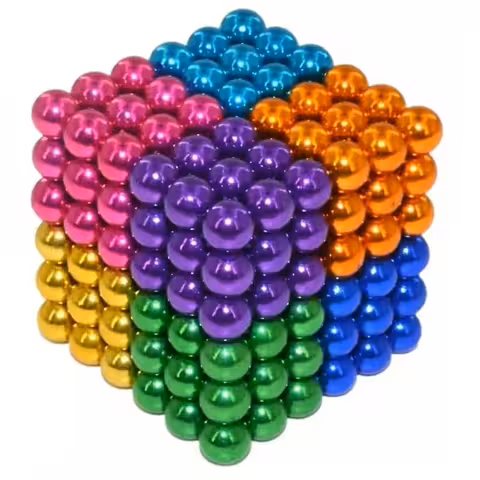 Bolinhas Magnéticas Neocube 5mm – Conjunto 216 Peças Coloridas Antiestresse, Ímãs Fortes