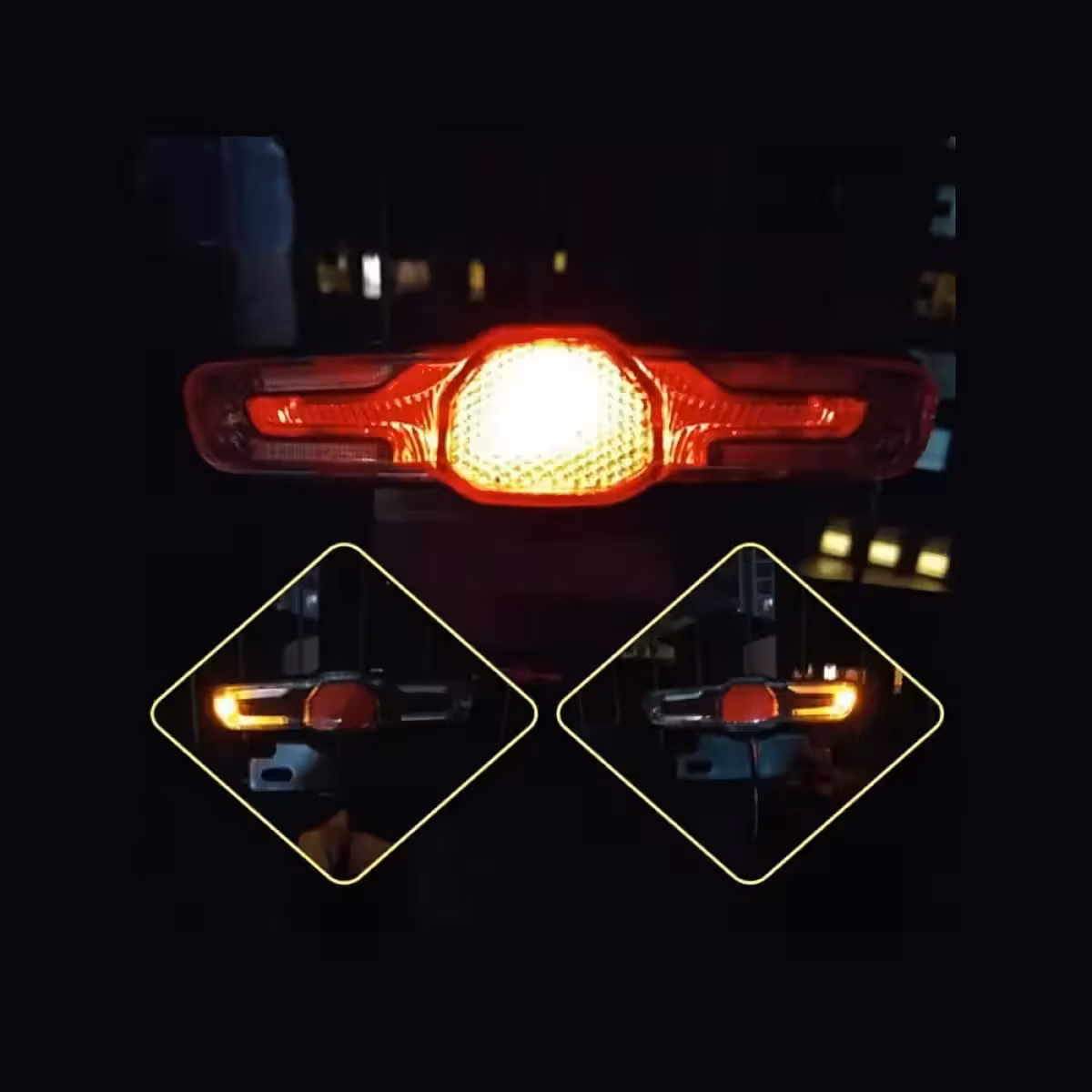 Luz traseira LED para noite – posição, sinal e freio