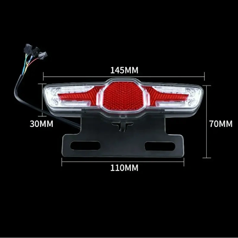 Sinalizador traseiro com cabo para bicicleta elétrica Luz traseira com fio – sinal esquerda, direita, posição e freio para bicicletas elétricas
