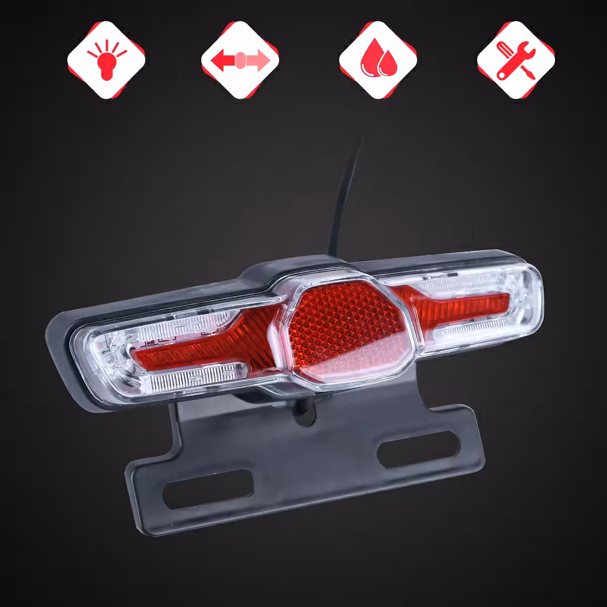 Luz de freio universal 36V-48V para bicicletas e patinetes elétricos