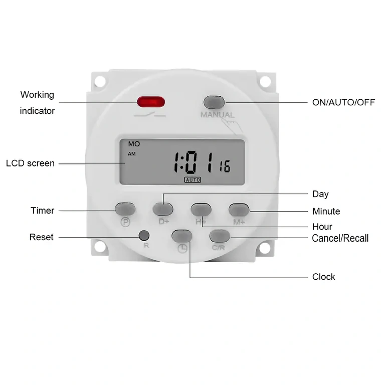 Temporizador programável com display para 12V Relé eletrônico com funções múltiplas ON/OFF, ciclo programável e alta precisão