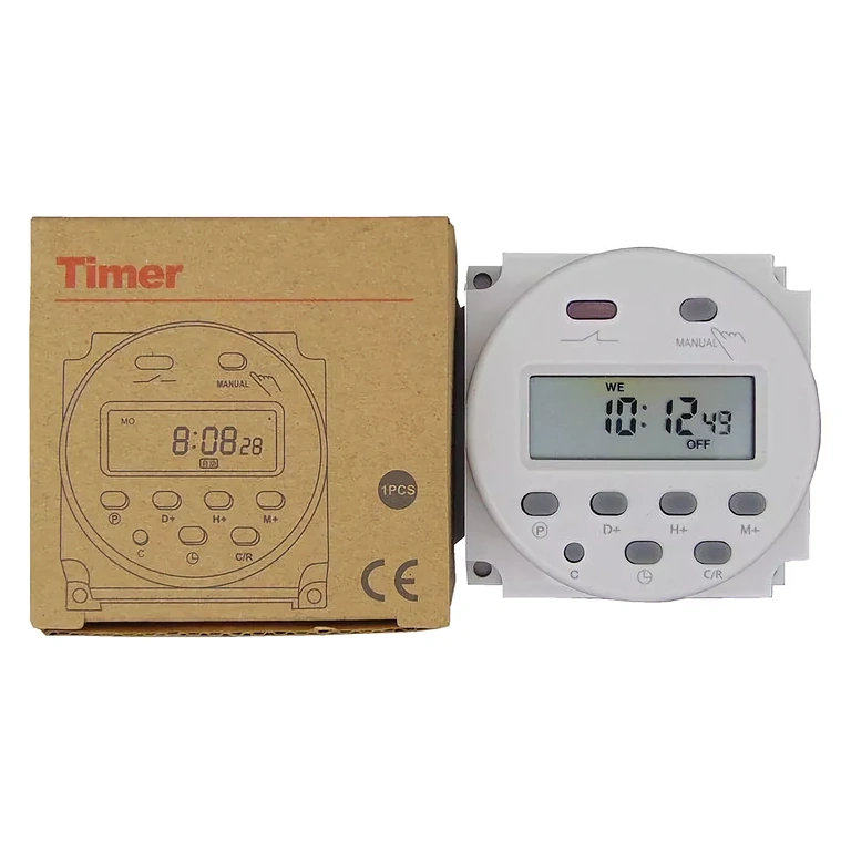 Módulo timer digital CMOS para automações Timer eletrônico 12V com microcontrolador e display para ajustes diários ou semanais