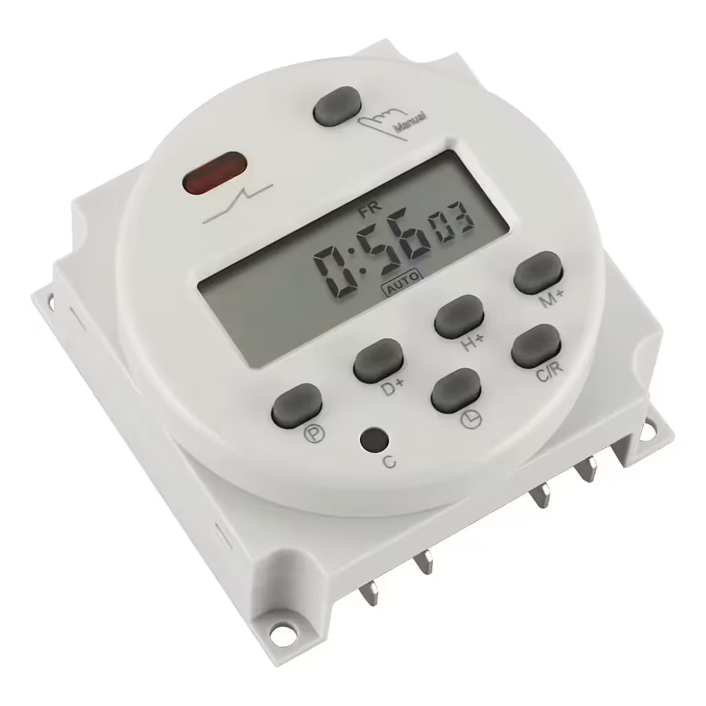 Relé Programador Temporizador Digital 12V – Temporizador Eletrônico com Display e 8 Programas ON/OFF