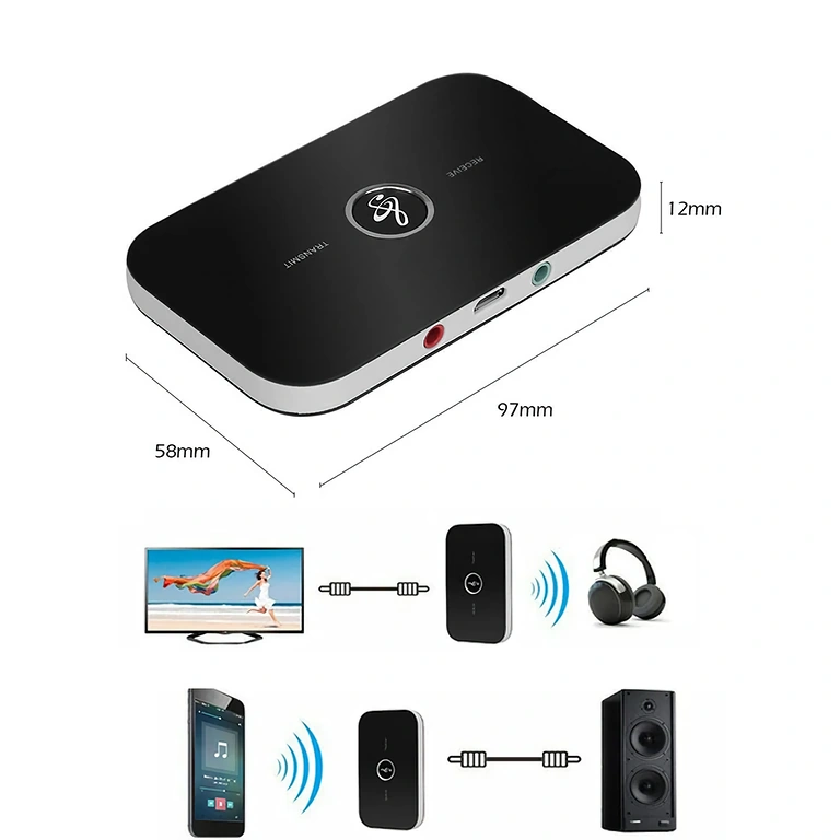 Dispositivo Bluetooth universal com saídas RCA e jack 3,5 mm para áudio sem fio