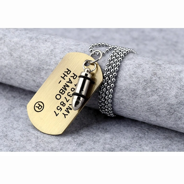Dog Tag em aço inoxidável Dog tag em aço inoxidável, aparência profissional e resistente