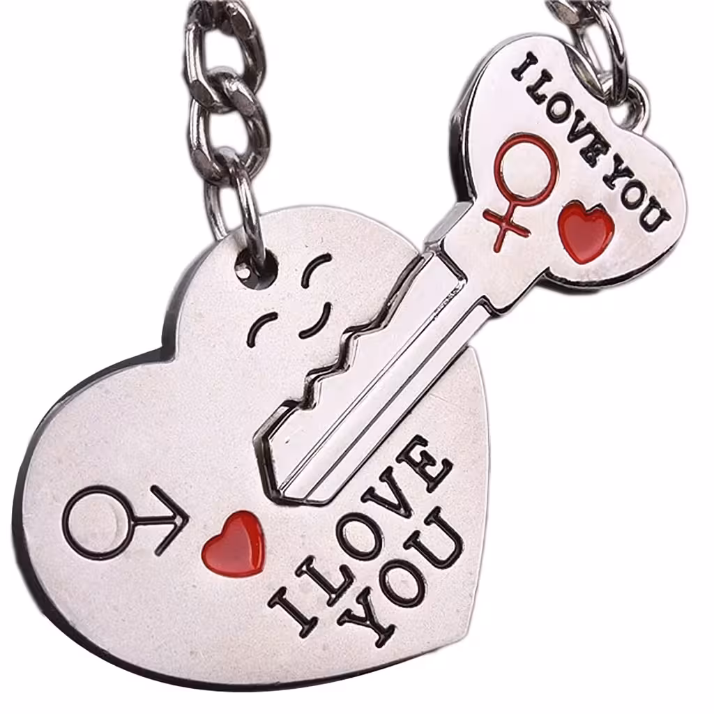 Chaveiro Casal I Love You – Coração com Chave e Cadeado BFF, Presente Romântico e de Amizade
