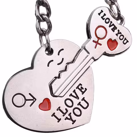 Chaveiro Casal I Love You – Coração com Chave e Cadeado BFF, Presente Romântico e de Amizade