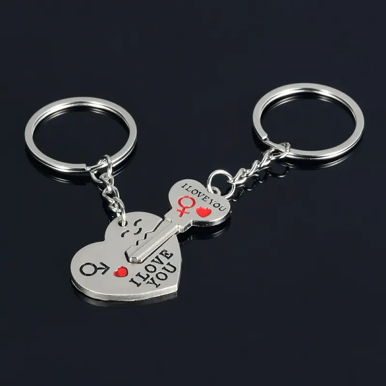 Par de chaveiros coração BFF Chaveiros BFF com coração e chave – presente simbólico