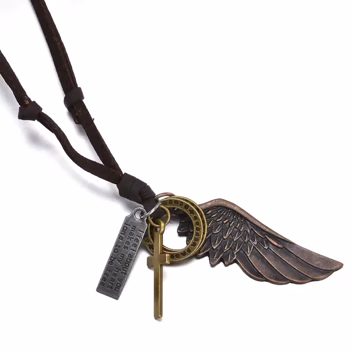 Colar ajustável de couro 40-80 cm com pingente decorativo