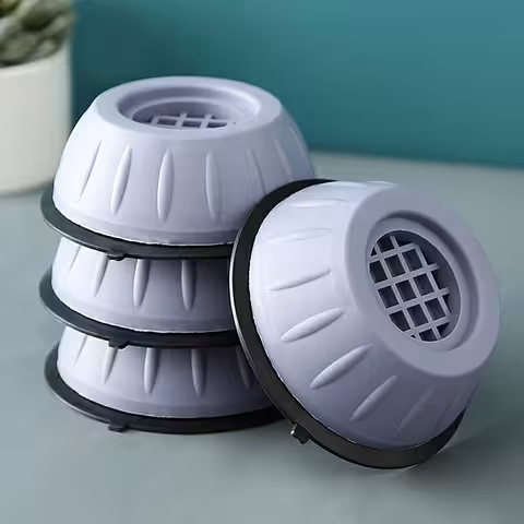 Suporte Anti-Vibração de Borracha para Máquina de Lavar e Secadora – Conjunto 4 Peças Anti-ruído e Antiderrapante