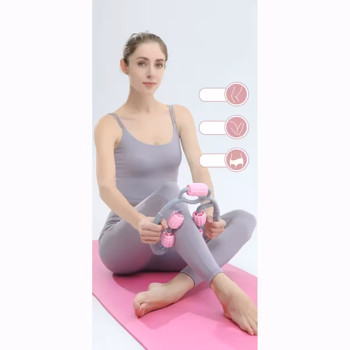 Dispositivo portátil para massagem muscular com rolos de silicone macios