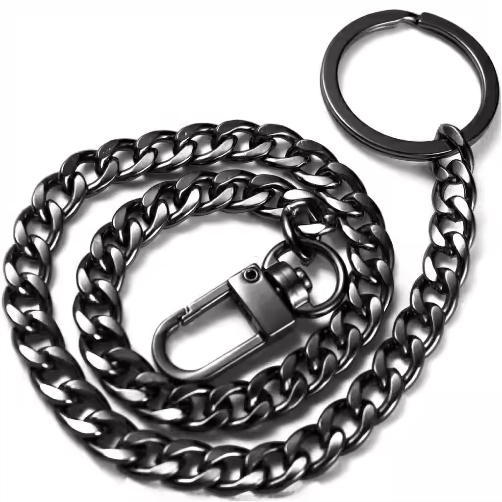 Corrente para Calças Unissex – Acessório Metálico Preto para Jeans, Crianças e Adultos