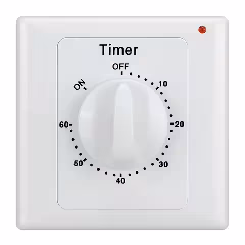 Interruptor Elétrico com Temporizador 1–60 min – Timer Mecânico para Ventilador, Luz, Banheiro e Aparelhos Elétricos