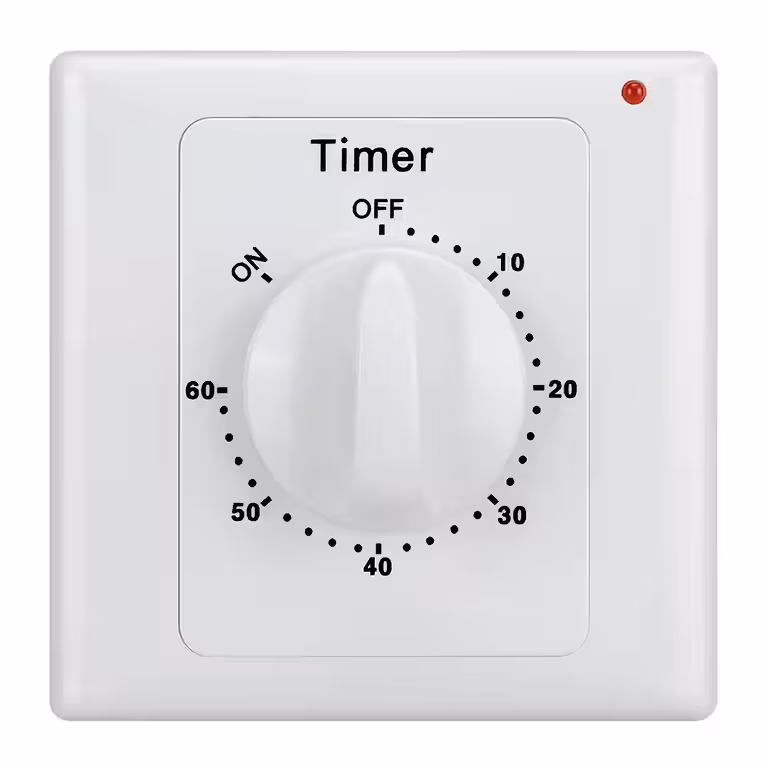 Interruptor Elétrico com Temporizador 1–60 min – Timer Mecânico para Ventilador, Luz, Banheiro e Aparelhos Elétricos