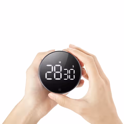 Timer Digital de Cozinha com Alarme LED – Cronômetro Profissional com Ímã e Tela Grande