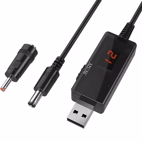 Módulo Conversor USB 5V para 9V / 12V – Inversor Step-Up com Display LED e Função UPS para Carro, Roteadores e DIY