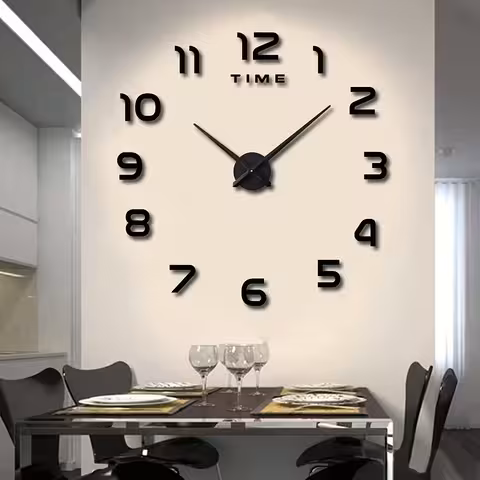 Relógio de Parede Grande 3D Decorativo Moderno, Ajustável 80–130 cm – Ideal para Sala, Cozinha e Escritório