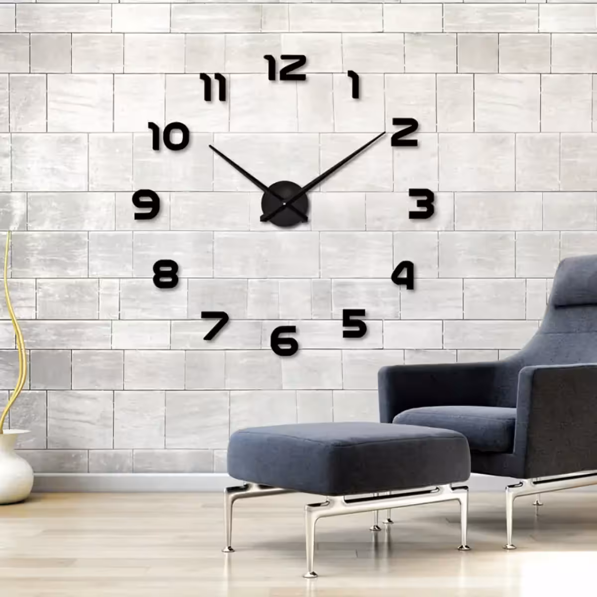 Relógio tipo adesivo com efeito 3D, para sala, cozinha ou hall