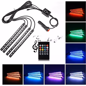 Luzes Ambientais Automotivas – Fita LED RGB para Interior de Carro com Sensor de Som