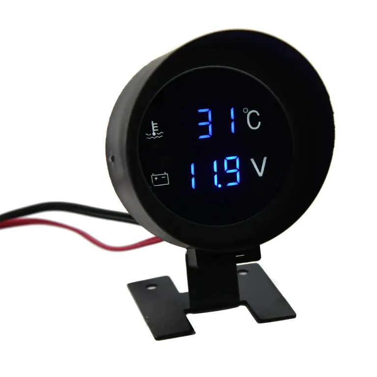 Relógio digital 2 em 1 para medir temperatura da água e tensão da bateria em veículos 12V ou 24V