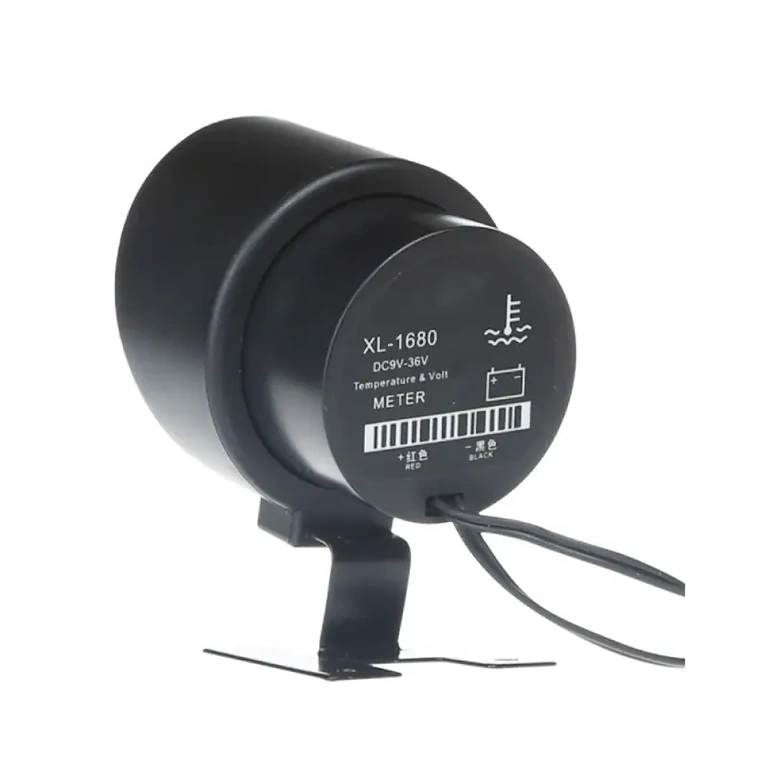 Display digital automotivo com sonda integrada para temperatura e voltímetro, com alarme visual para temperaturas altas