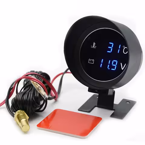 Relógio Indicador de Temperatura da Água do Motor com Sonda e Voltímetro Digital – Carro, Trator, 12V/24V