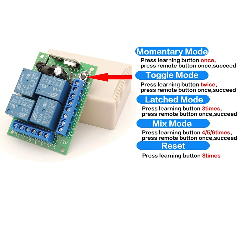 Módulo relé com controle remoto 12V para automação industrial e agrícola