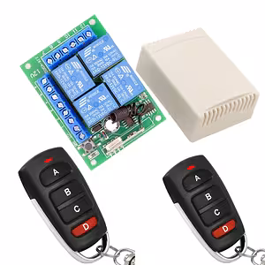 Relé com Controle Remoto 4 Canais 12V – Módulo com 4 Relés e 2 Controles Incluídos