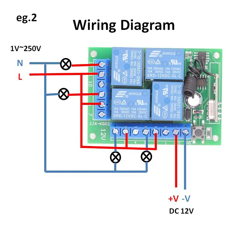 Esquema de montagem para relé 4 canais 12V
