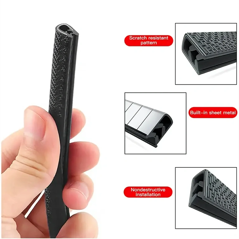 Borracha com inserção metálica para proteção das portas do carro