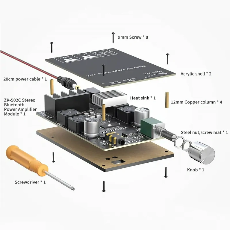 Placa estéreo DIY Bluetooth com TPA3116D2, 100W total