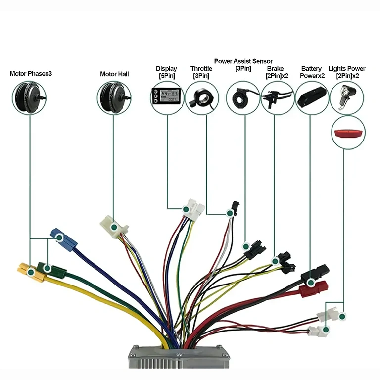 Controlador 48V para scooter elétrica Controlador compatível com baterias de 48V para patinetes